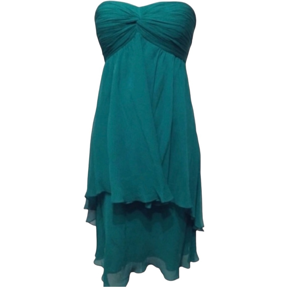 TIBI NYC 100% Silk Chiffon Emerald Green Strapless Party Dress, Small, NWOT
